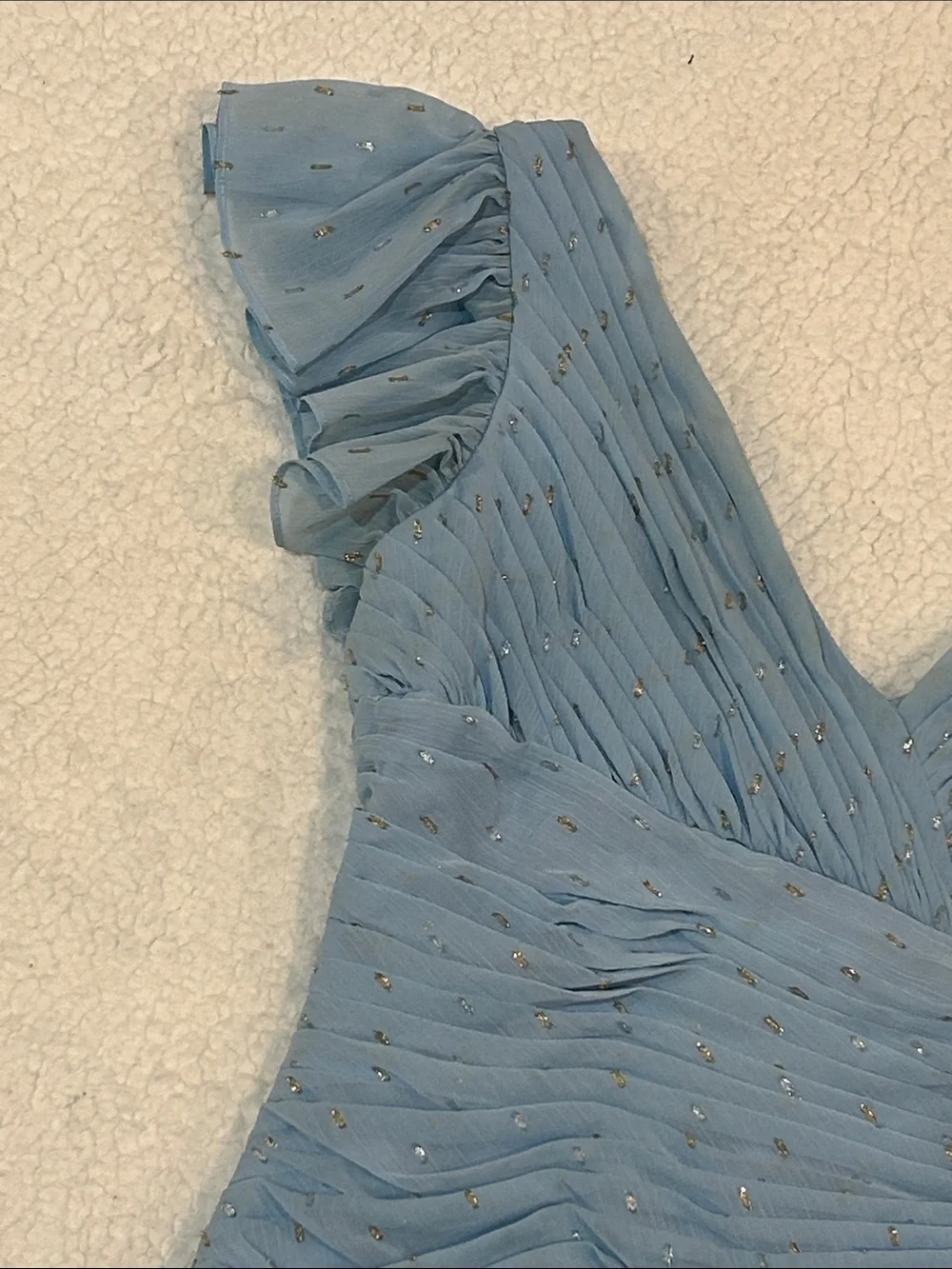 IEENA for Mac Duggal Chiffon Asymmetrical Ruched Gown Flutter Sleeves sz 4 Prom - Picture 4 of 17